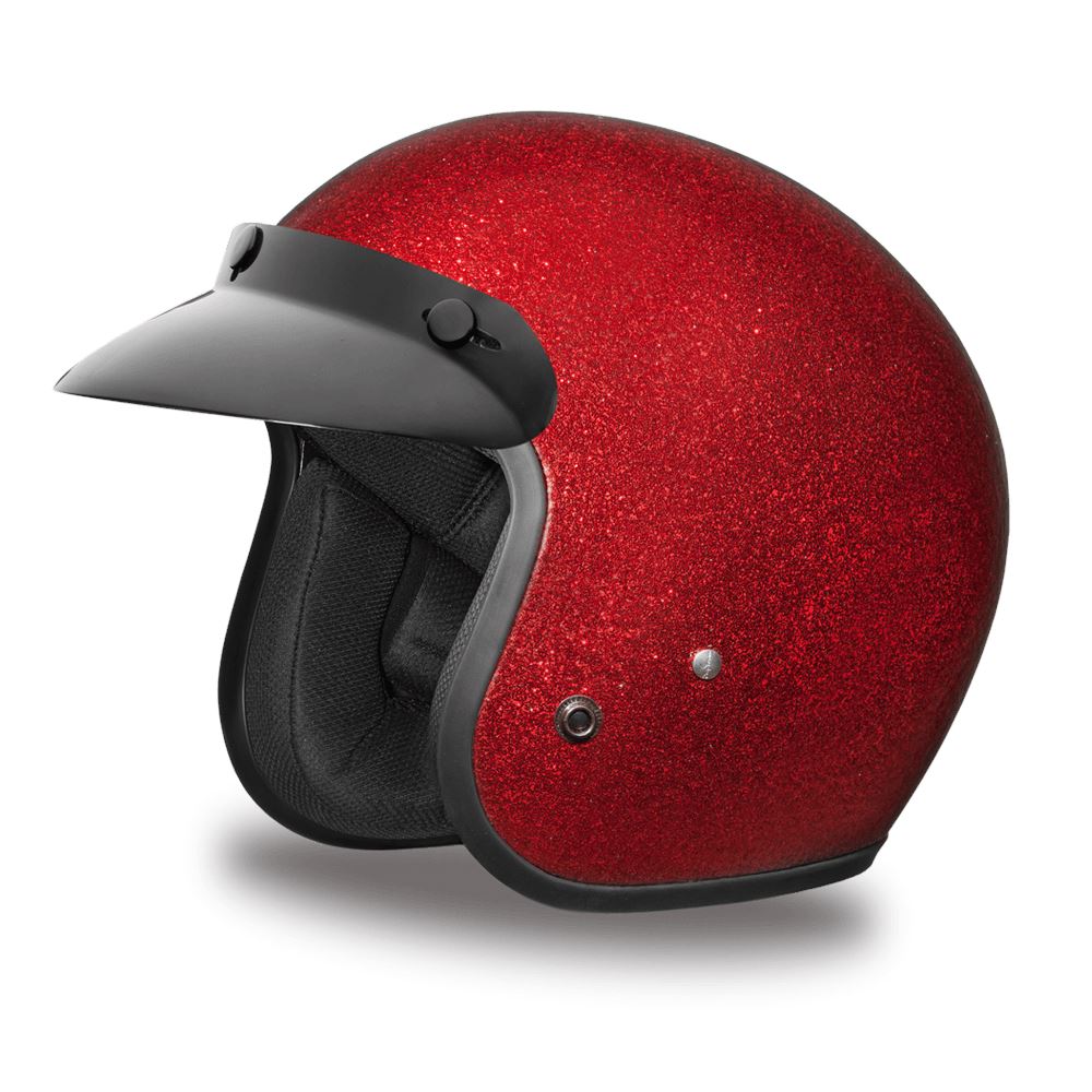 D.O.T. Red Metal Flake 3/4 Motorcycle Helmet from K and G Cycles!
